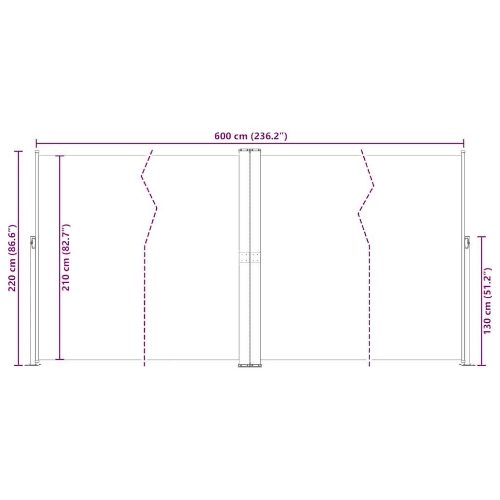 vidaXL Seitenmarkise Ausziehbar Blau 200x600 cm