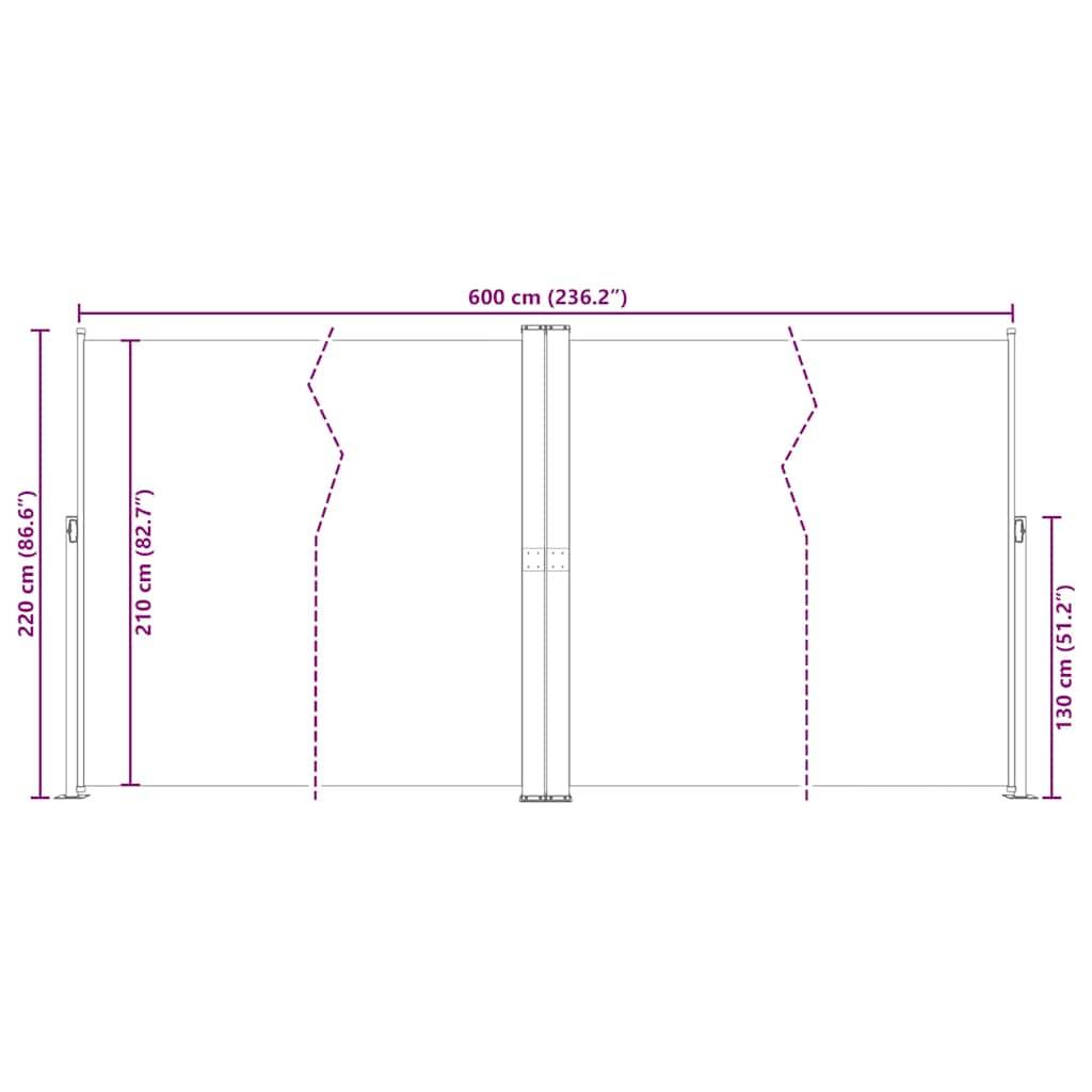 vidaXL Seitenmarkise Ausziehbar Blau 220x600 cm