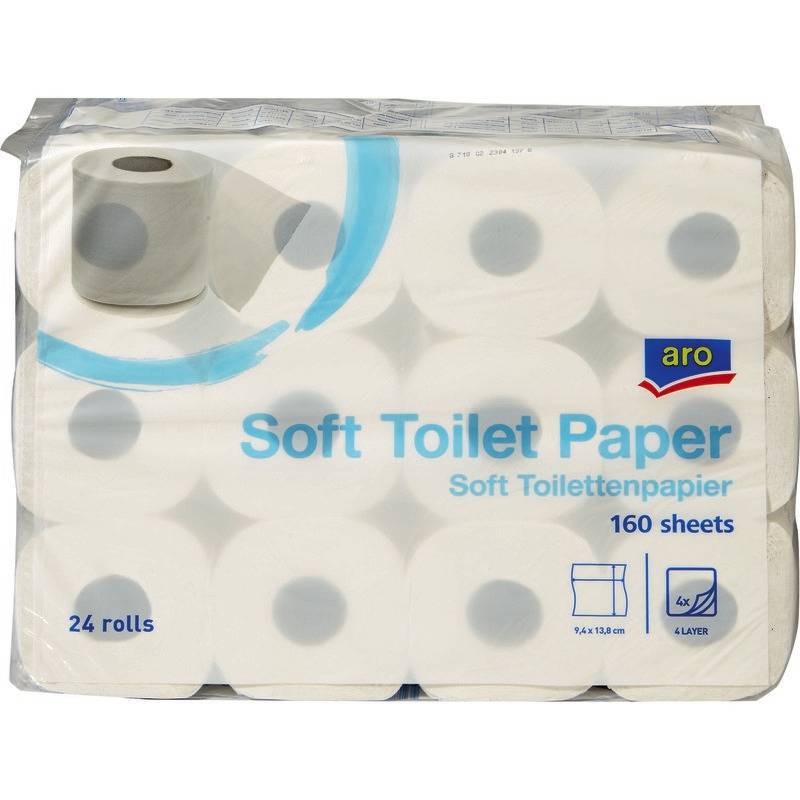 ARO Toilettenpapier, 4-lagig, 24 Rollen à 160 Blatt
