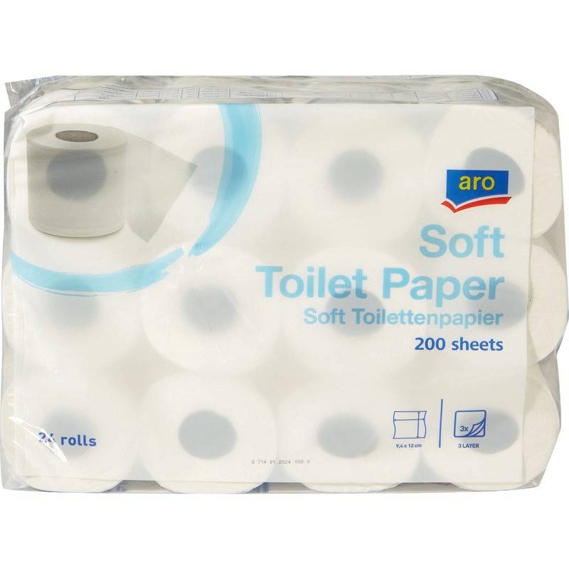 ARO Toilettenpapier, Tissue-Qualität, 3-lagig, 24 Rollen