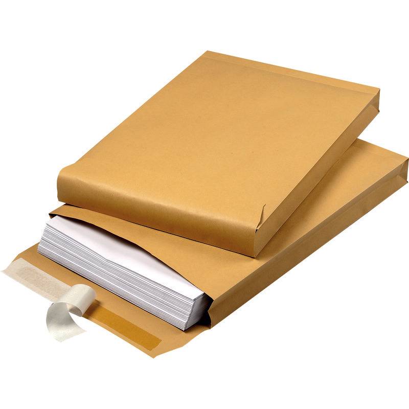 BONG Versandtasche DIN E4 mit Seitenfalte und 40 mm Stehboden, ohne Fenster, bra