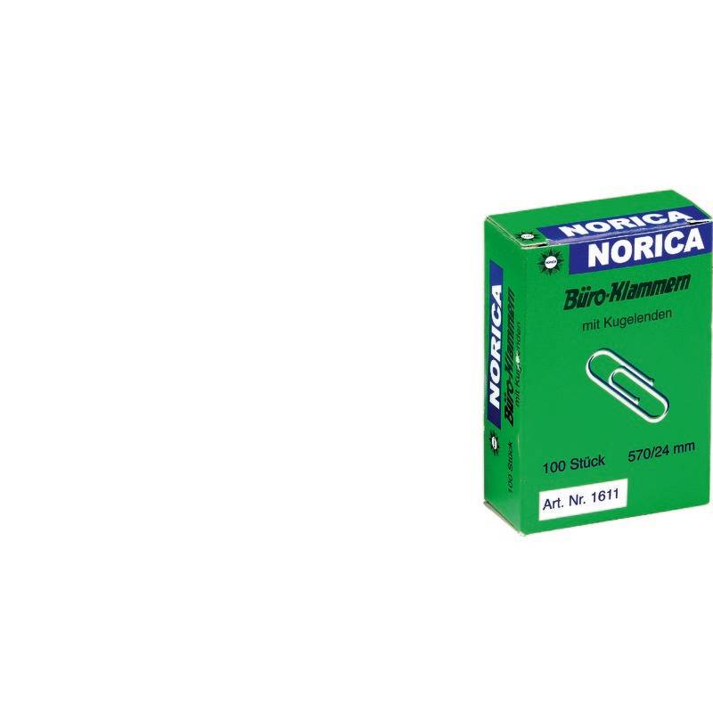 Norica Büroklammern mit Kugelenden, Länge: 24, 100 Stück