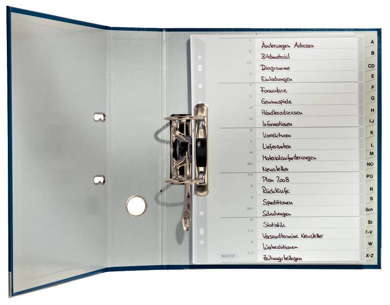 Leitz 1260 Register DIN A4, Überbreite A-Z Polypropylen Grau 20 Registerblätter 12600000