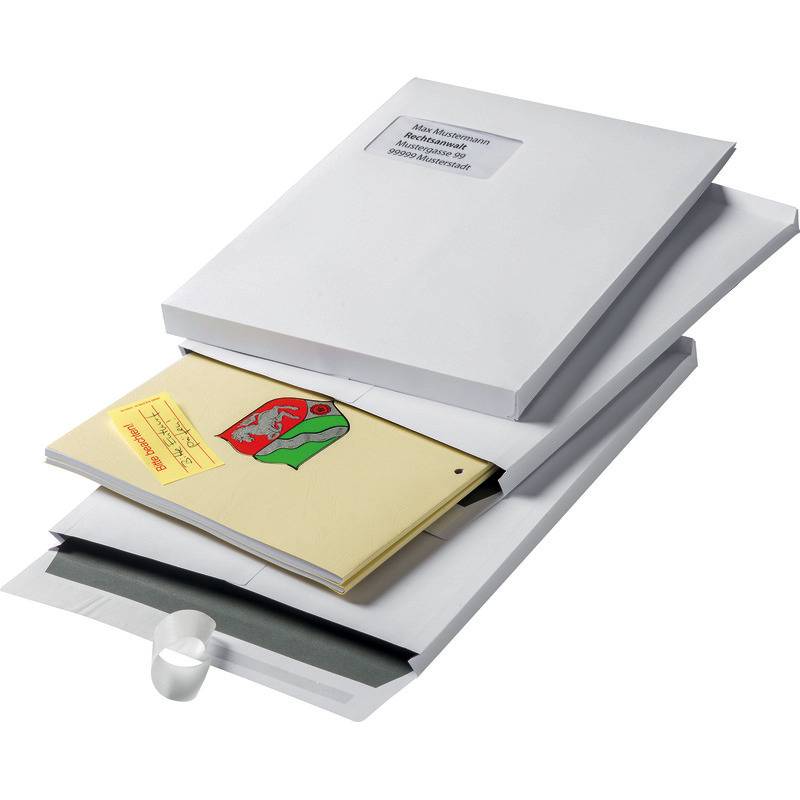 BONG Versandtasche DIN C4 mit Seitenfalte und 20 mm Stehboden, weiß, mit Fenster