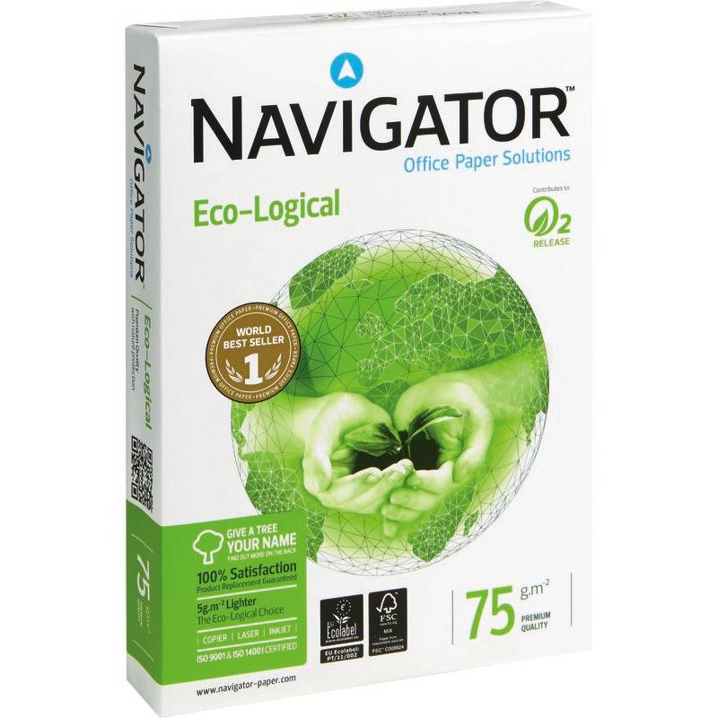NAVIGATOR Kopierpapier ECO-LOGICAL, DIN A4, 75 g/m², Pack: 500 Blatt, weiß