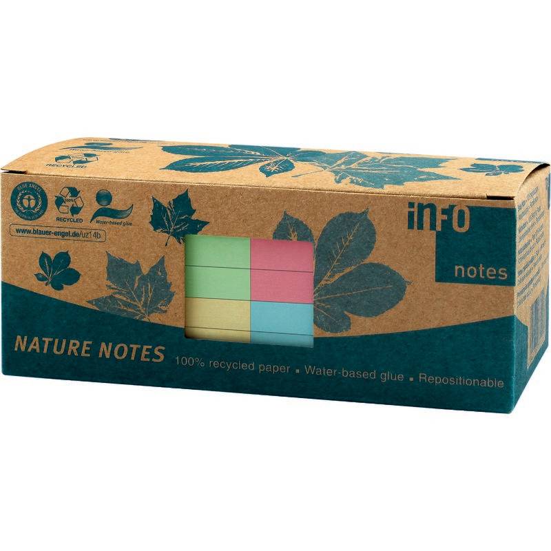 INFO NOTES Recycling Haftnotizen Nature Notes, farbsortiert, 75 x 75 mm, 12 Blöc