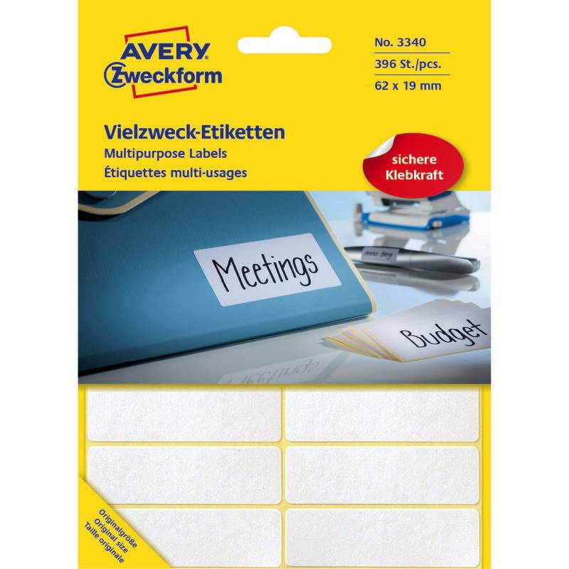 AVERY® Zweckform Universal-Etiketten 3340, B x H: 62 x 19 mm, Pack: 392 Stück
