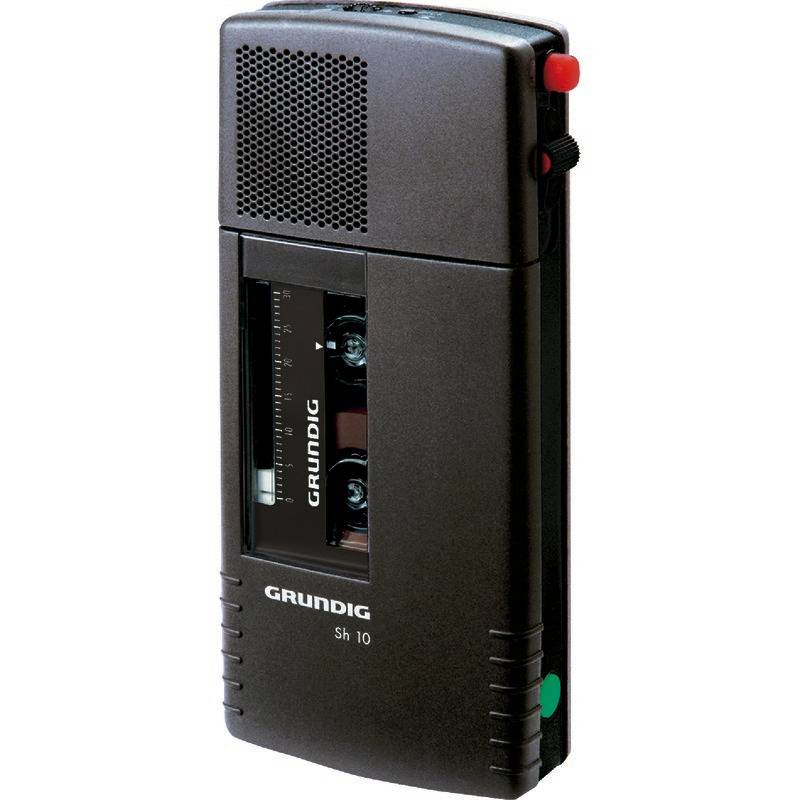Spar-Set! GRUNDIG Stenorette Sh 10 + Ledertasche + Netzladegerät + Akkusatz, schwarz