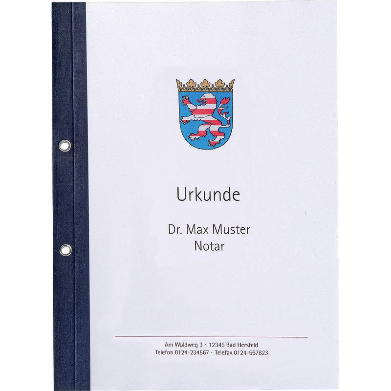 Ösen-Bindemappen mit transparentem Vorderdeckel, Lederstruktur, Rückenstärke 1,5, tiefblau