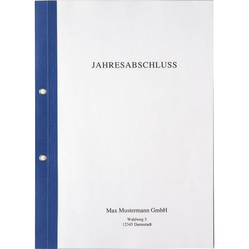 Ösen-Bindemappen mit transparentem Vorderdeckel, Lederstruktur, Rückenstärke 1,5, königsblau
