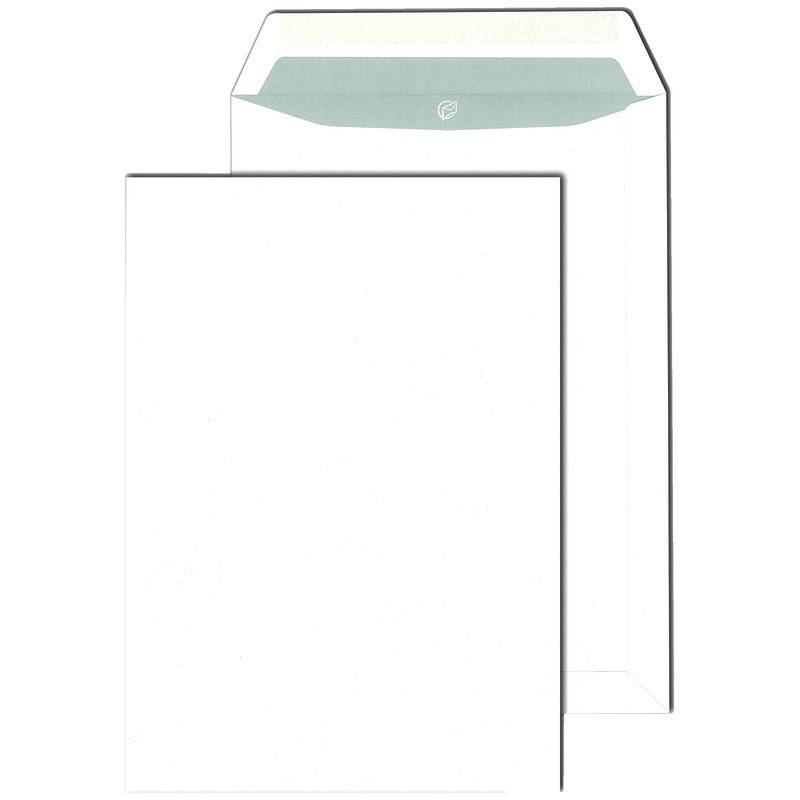 Versandtaschen DIN C4, 229 x 324 mm, nassklebend, weiß, 120 g/m², grauer Innendr