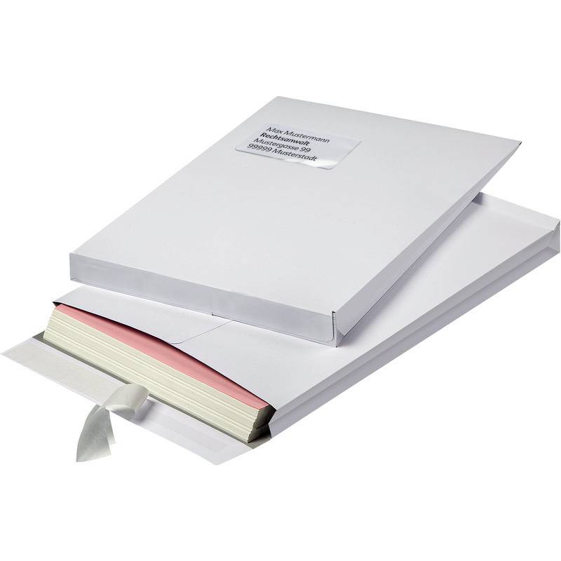 BONG Versandtasche DIN C4 mit Seitenfalte und 40 mm Stehboden, mit Fenster, weiß, weiß