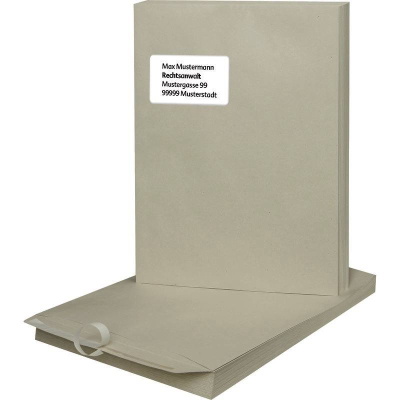 Versandtaschen DIN C4, 229 x 324 mm, Recycling, grau, haftklebend, 100 g/m², mit