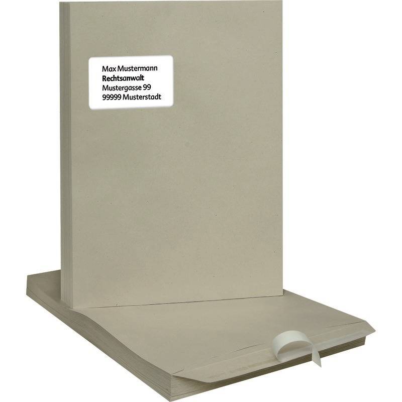 Versandtaschen DIN C4, 229 x 324 mm, Recycling, grau, haftklebend, 100 g/m², mit