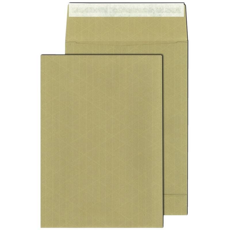 Faltentaschen DIN B4, 250 x 353 mm, haftklebend, braun, 130 g/m², 40 mm Falte, S