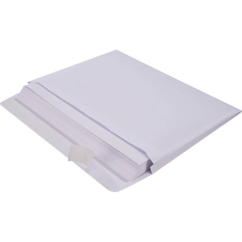 Faltentasche DIN C4, 20 mm Falte, haftklebend, weiß, mit Fenster, Pack: 250 Stüc