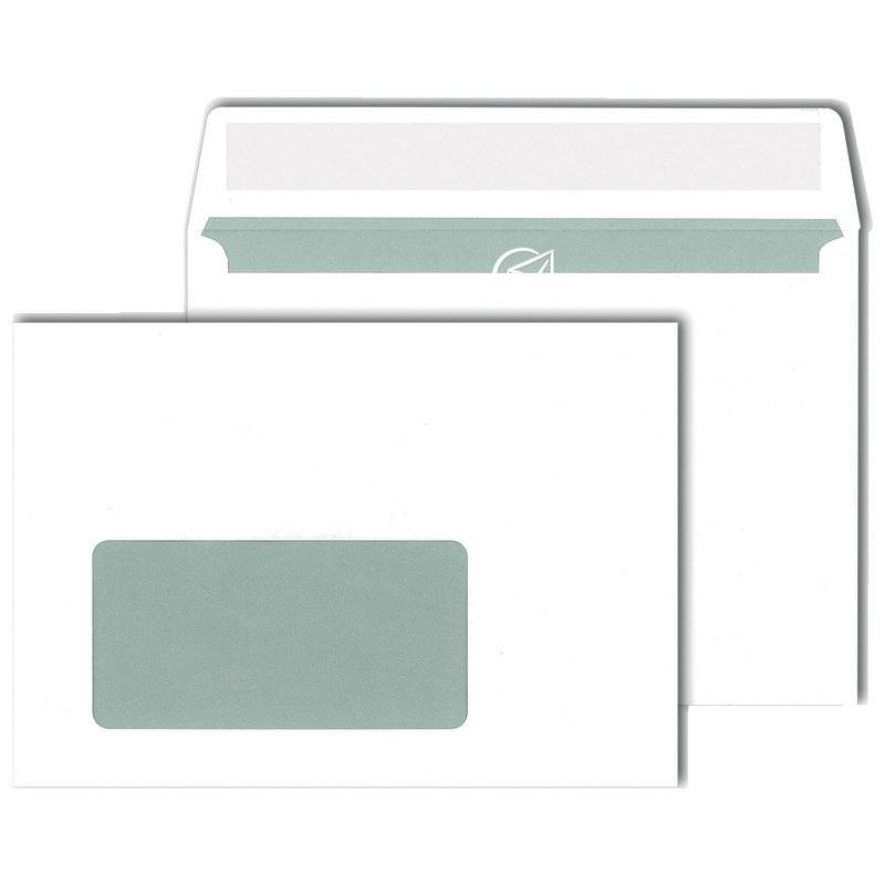 Briefumschlag DIN C6, 114 x 162 mm, haftklebend, weiß, 80 g/m², mit Fenster 45 x