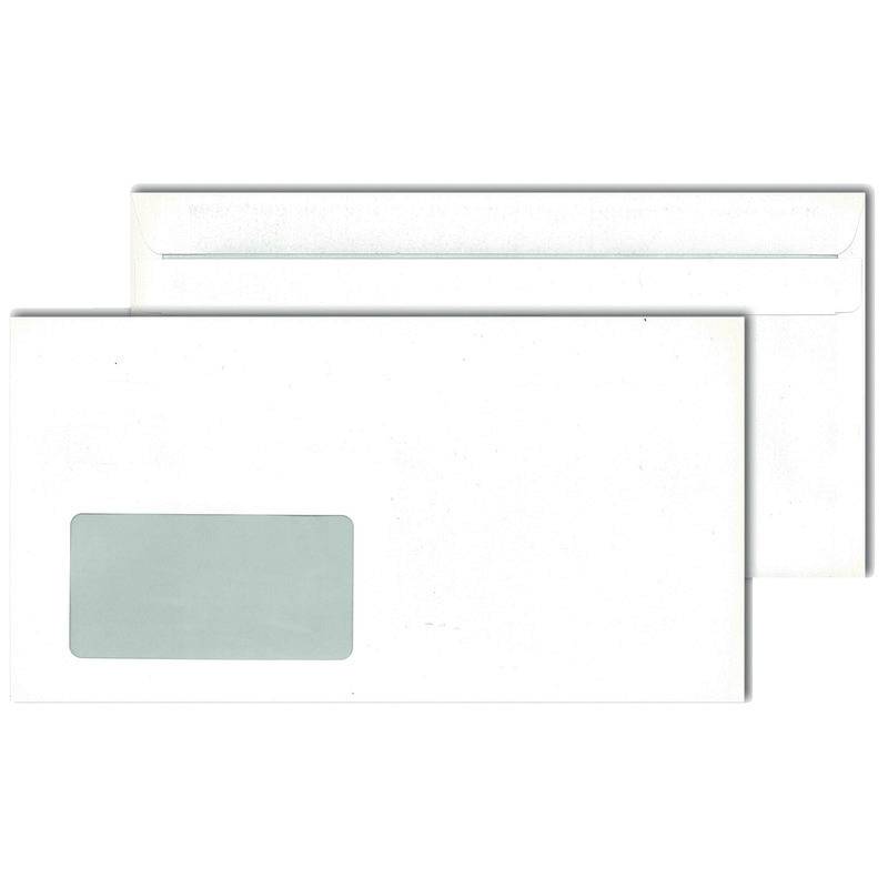 Briefumschlag Kompakt, 125 x 235 mm, weiß selbstklebend, mit Fenster 45 x 90 mm,