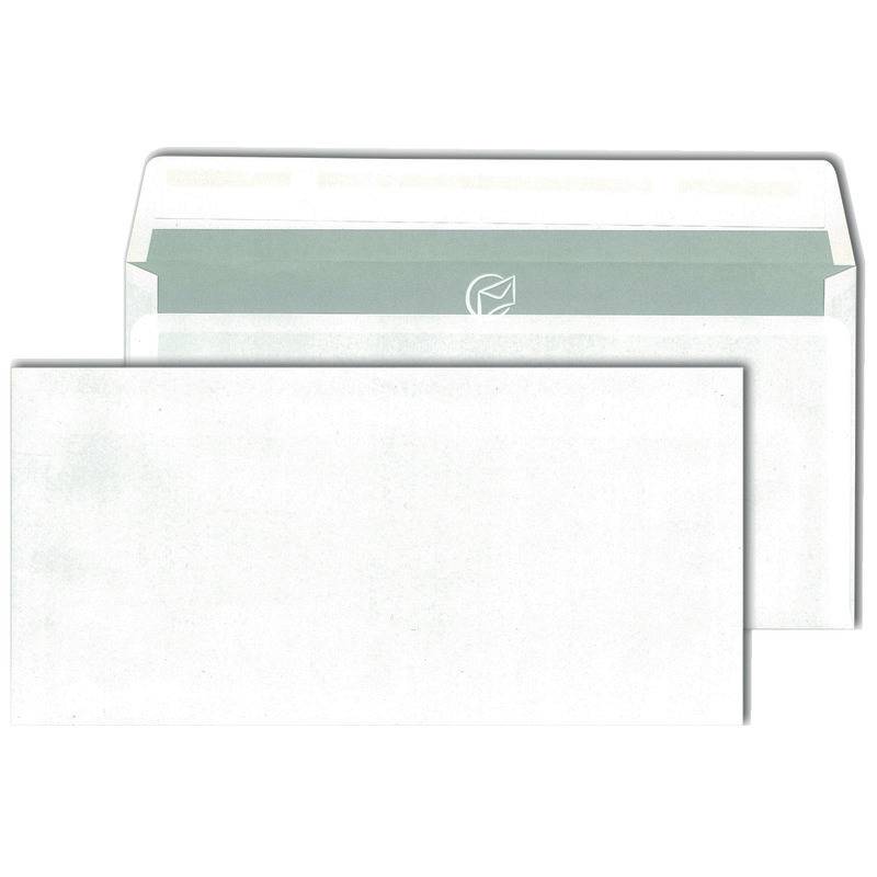 Briefumschlag DIN lang, 110 x 220 mm, haftklebend, weiß, 75 g/m², grauer Innendr