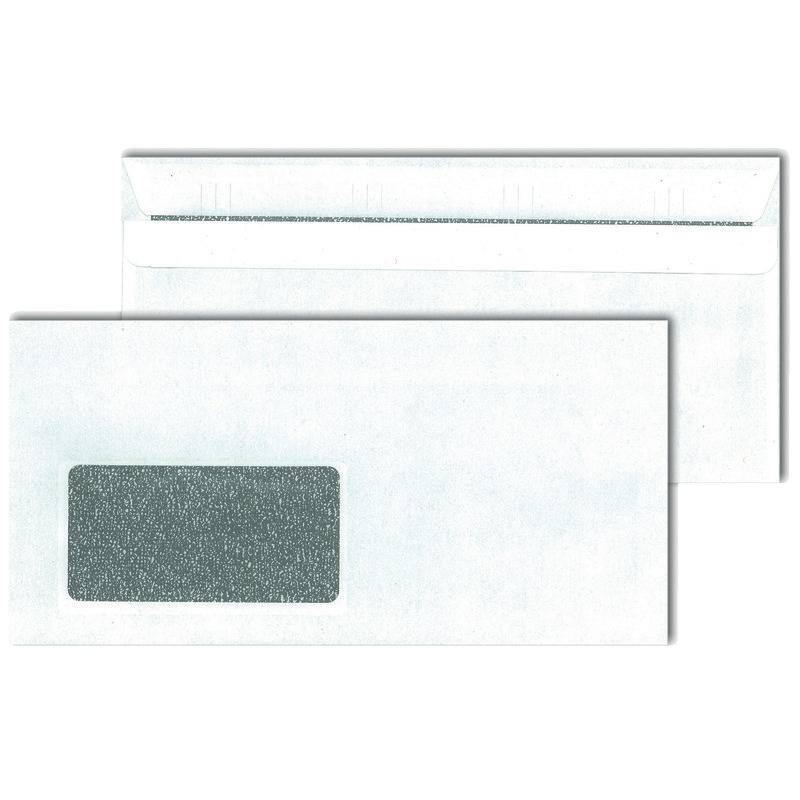 Briefumschlag DIN lang, 110 x 220 mm, selbstklebend, weiß, mit Fenster 45 x 90 m