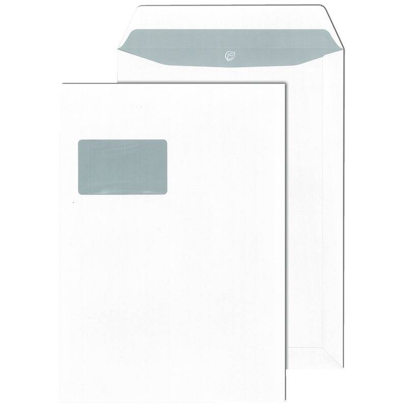 Versandtaschen DIN C4, 229 x 324 mm, selbstklebend, weiß, 120 g/m², mit Fenster