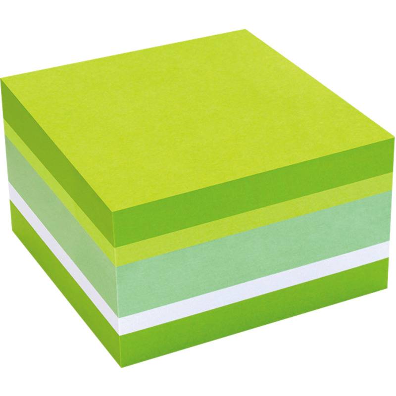 INFO Sticky Haftnotizwürfel Neon, 75 x 75 mm, grün-hellgrün-graugrün-weiß