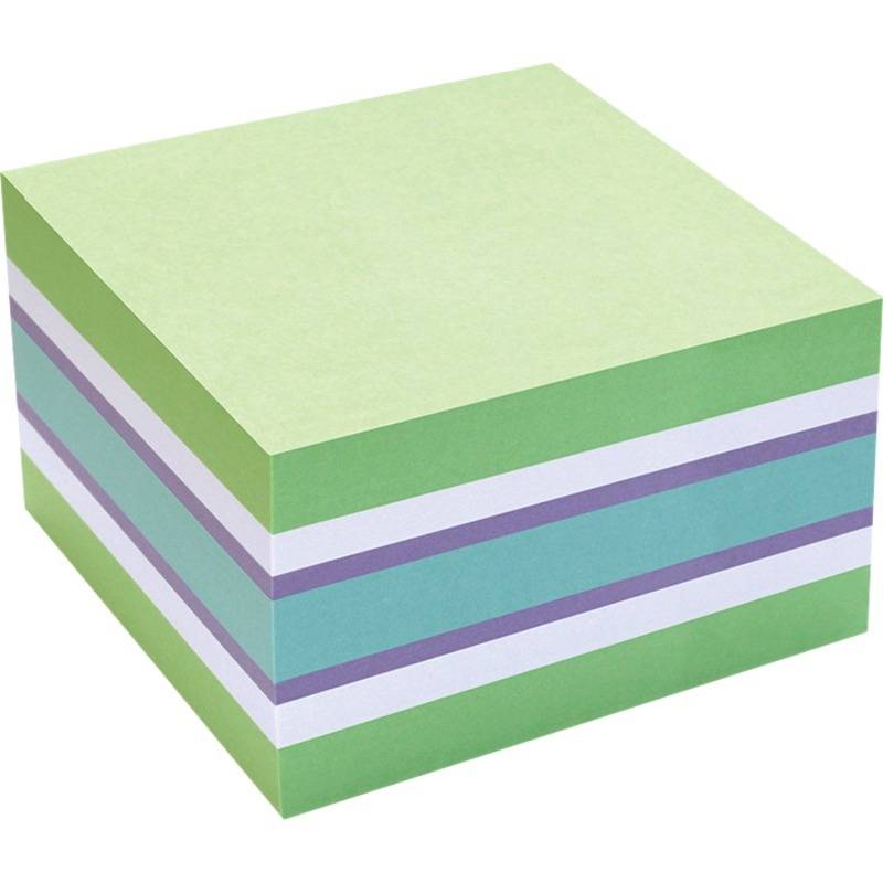INFO Sticky Haftnotizwürfel Neon, 75 x 75 mm, hellgrün-weiß-violett-hellcyan