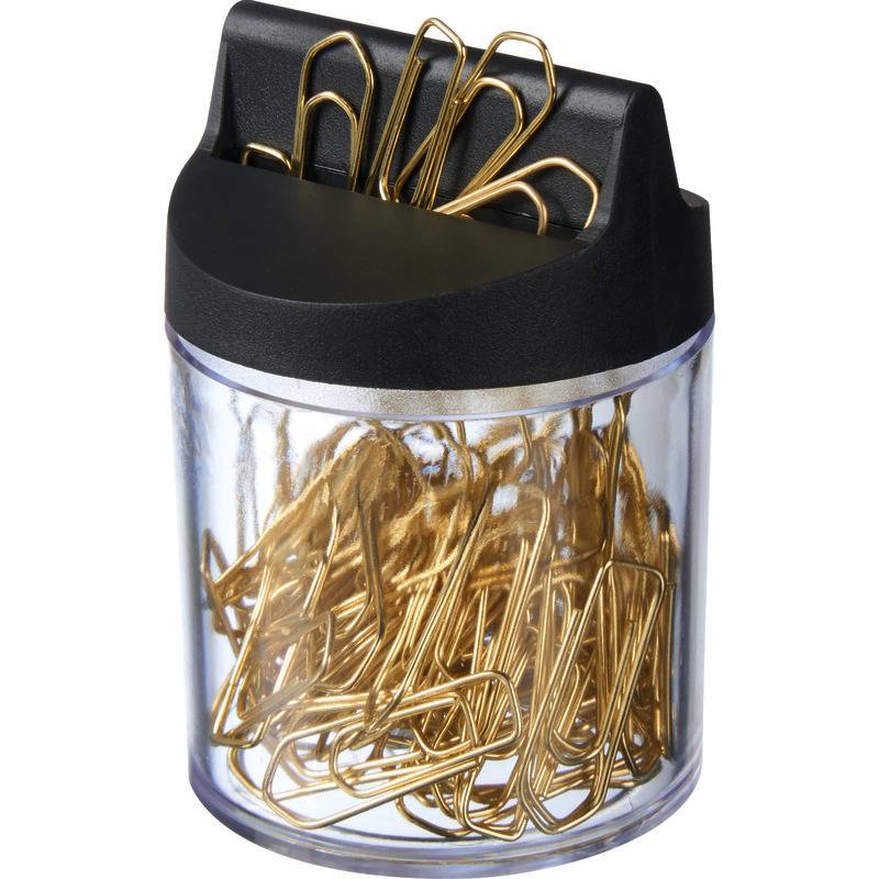 Büroklammerspender gefüllt, transparent, vermessingt