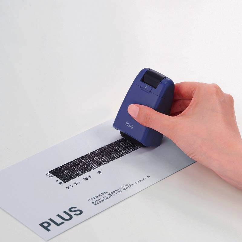 PLUS-Japan Camouflage Datenschutzstempel IS-500CM, selbstfärbend, blau