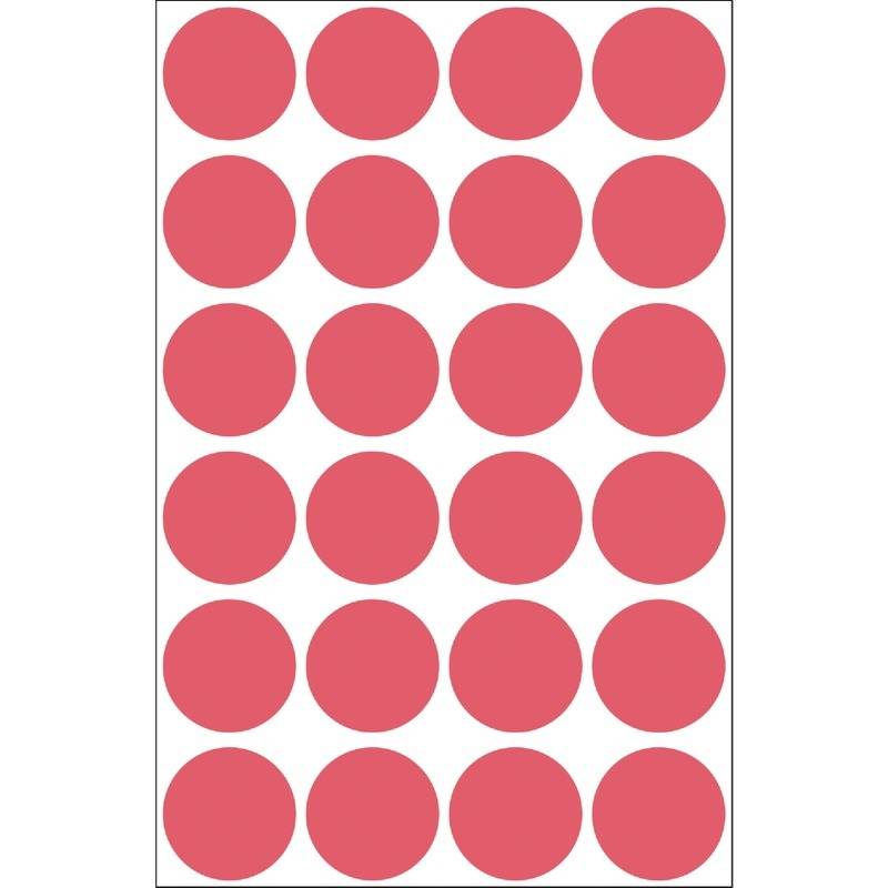 Avery Zweckform 3172 Markierungspunkte, Ø 18 mm, 4 Bogen/96 Etiketten, leuchtrot
