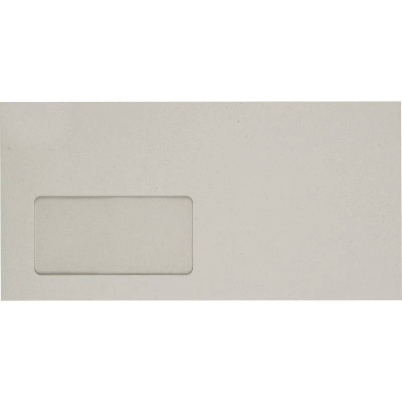 Briefumschlag DIN C6/5 Recycling, nassklebend, Fenster, grau, 80 g/m², aussenlie
