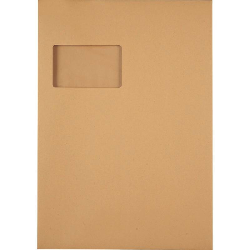 Versandtasche DIN C4, 20 mm Seitenfalte und Klotzboden, haftklebend, Fenster, br