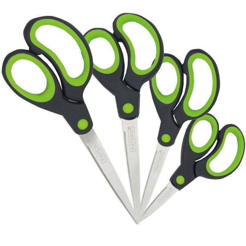 RAPESCO® Soft Grip Scheren, 4er-Set, grün