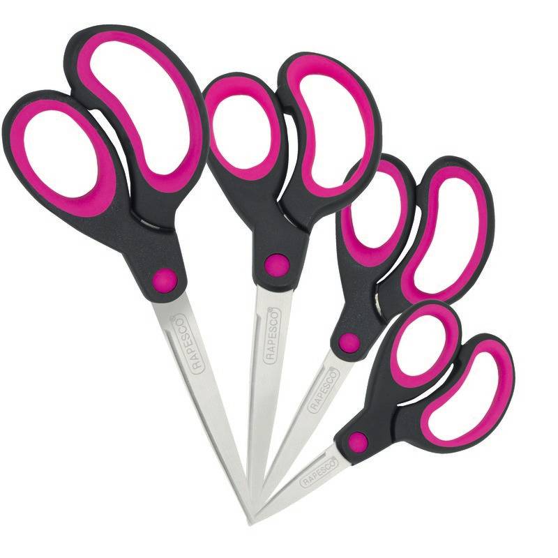 RAPESCO® Soft Grip Scheren, 4er-Set, pink