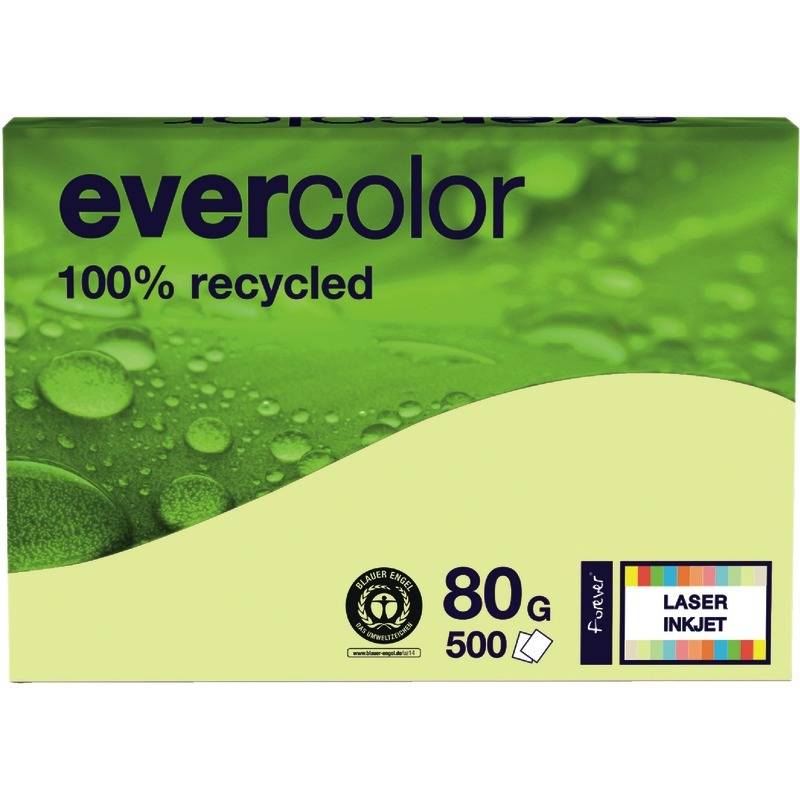 Recycling Kopierpapier evercolor, DIN A4, 80 g/m², Pack: 500 Blatt, hellgelb