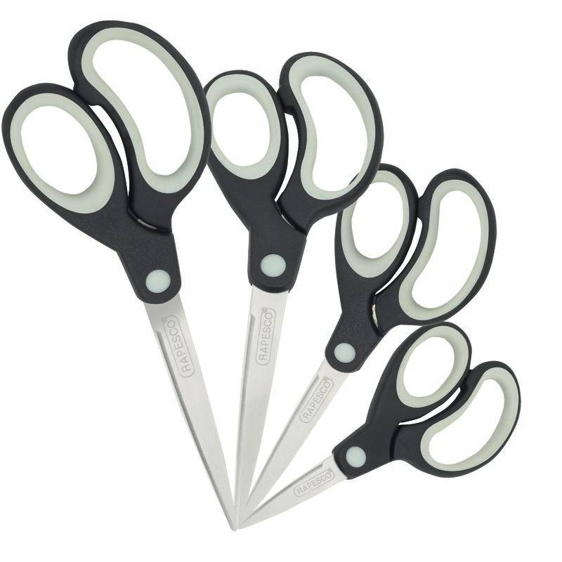 RAPESCO® Soft Grip Scheren, 4er-Set, grau