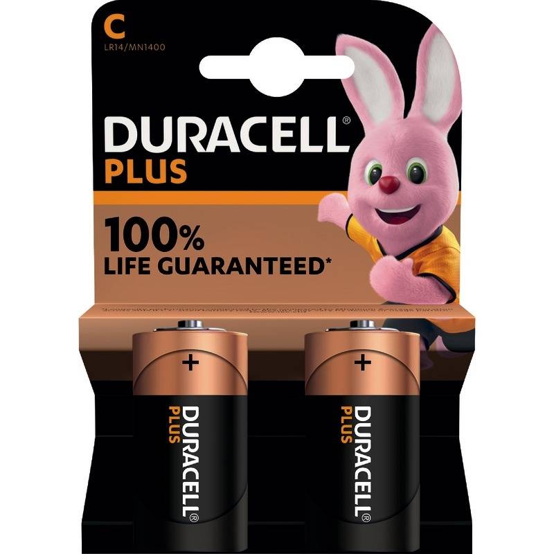 DURACELL Batterien Alkaline Plus Extra Life, C Baby LR14, 1,5 V