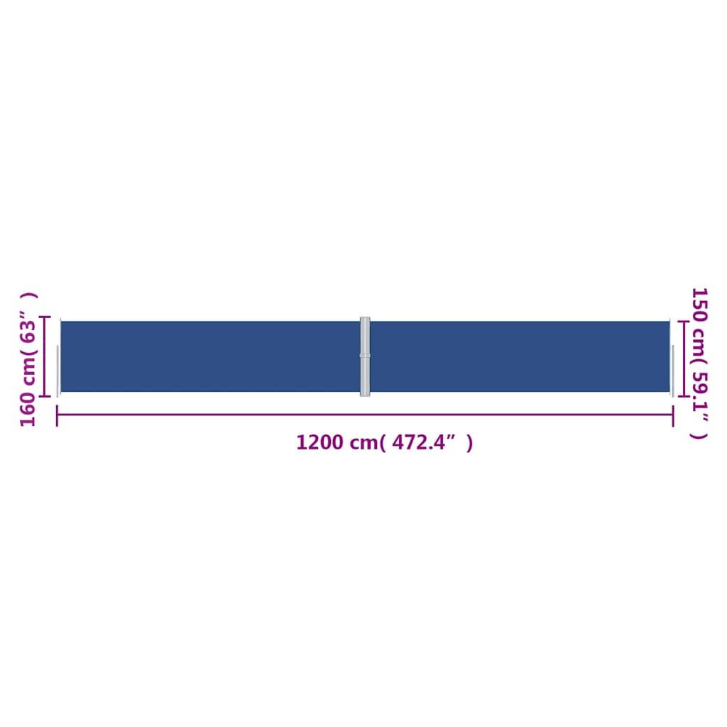 vidaXL Seitenmarkise Ausziehbar Blau 160x1200 cm
