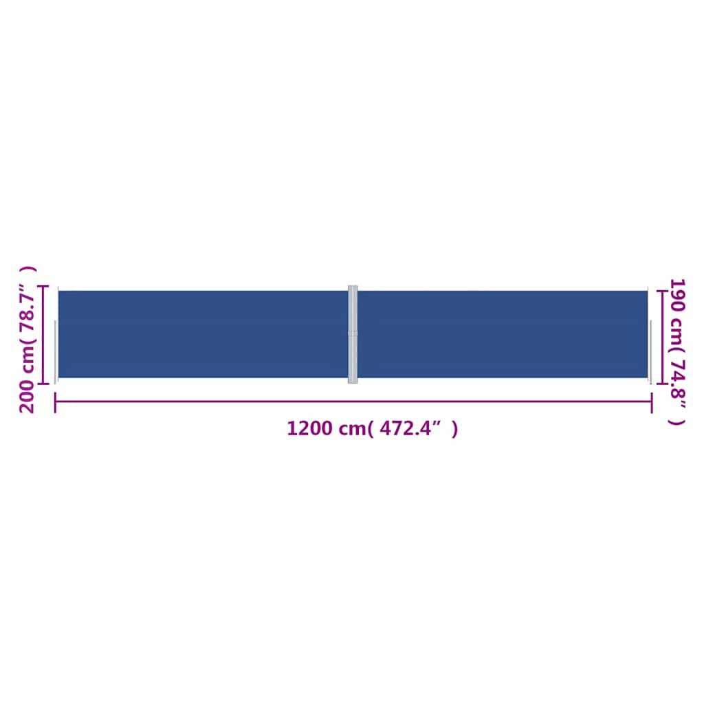 vidaXL Seitenmarkise Ausziehbar Blau 200x1200 cm