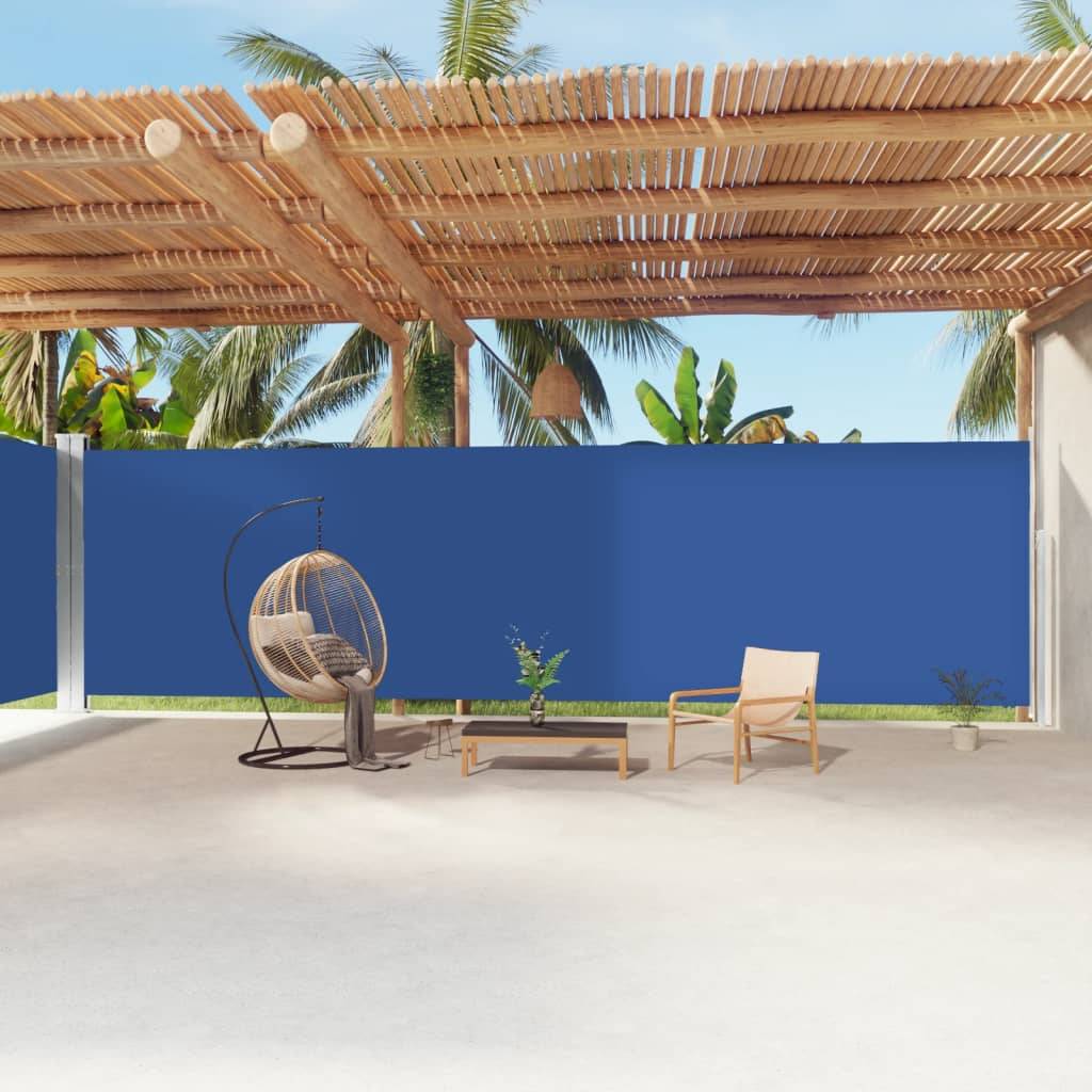 vidaXL Seitenmarkise Ausziehbar Blau 220x1200 cm