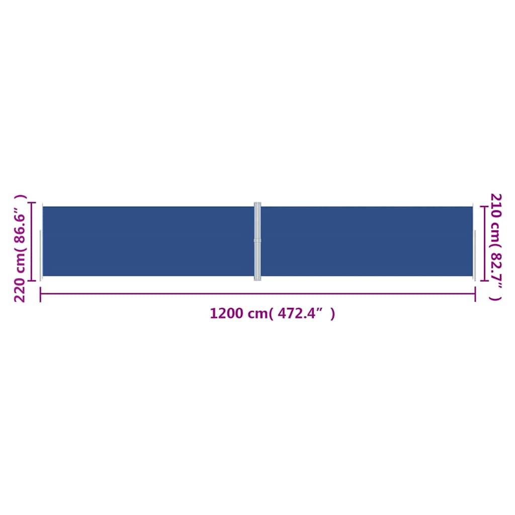 vidaXL Seitenmarkise Ausziehbar Blau 220x1200 cm