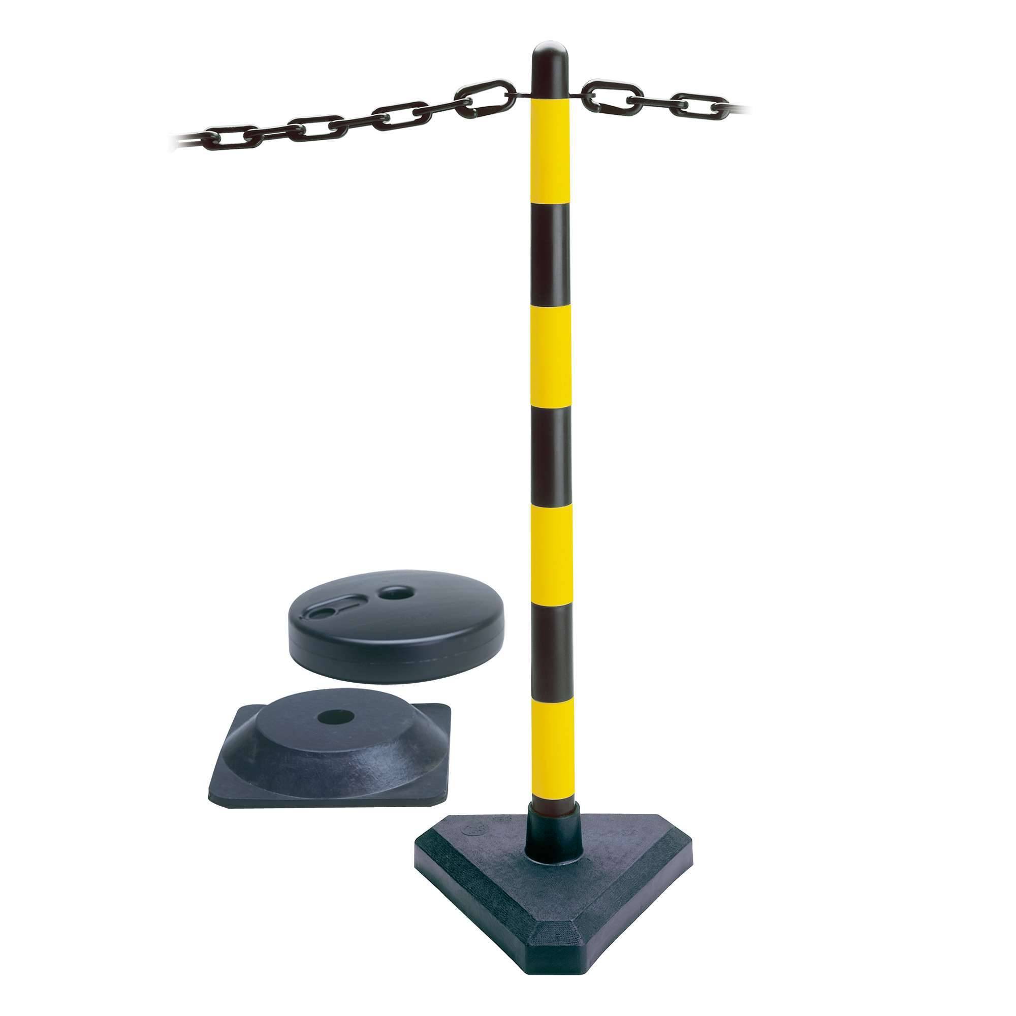 Kettenständergelb/schwarz, Durchm. 4 cm, H 90 cm, Kunststoff -Secur 2 runder Standfuß, schwarz