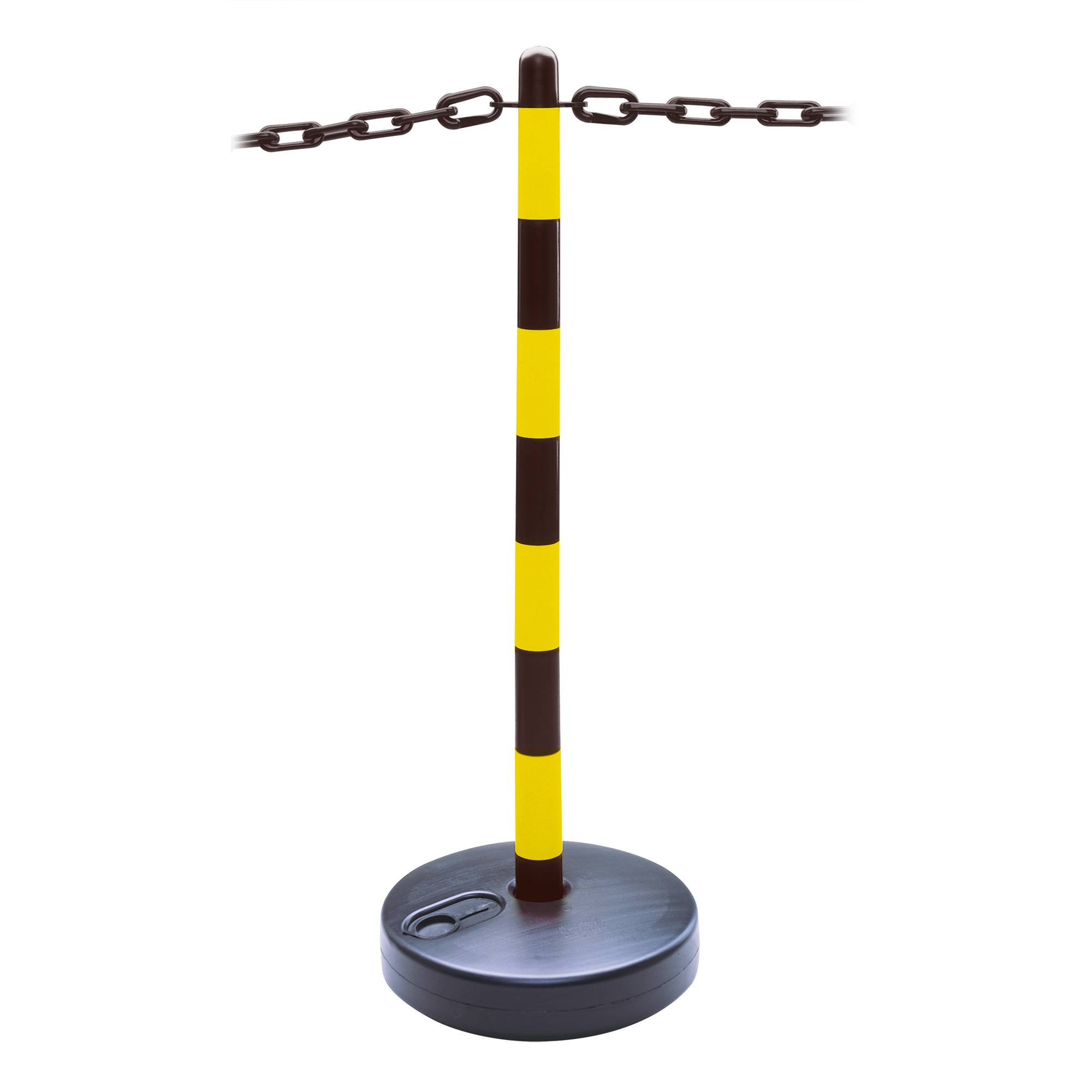 Kettenständergelb/schwarz, Durchm. 4 cm, H 90 cm, Kunststoff -Secur 2 runder Standfuß, schwarz