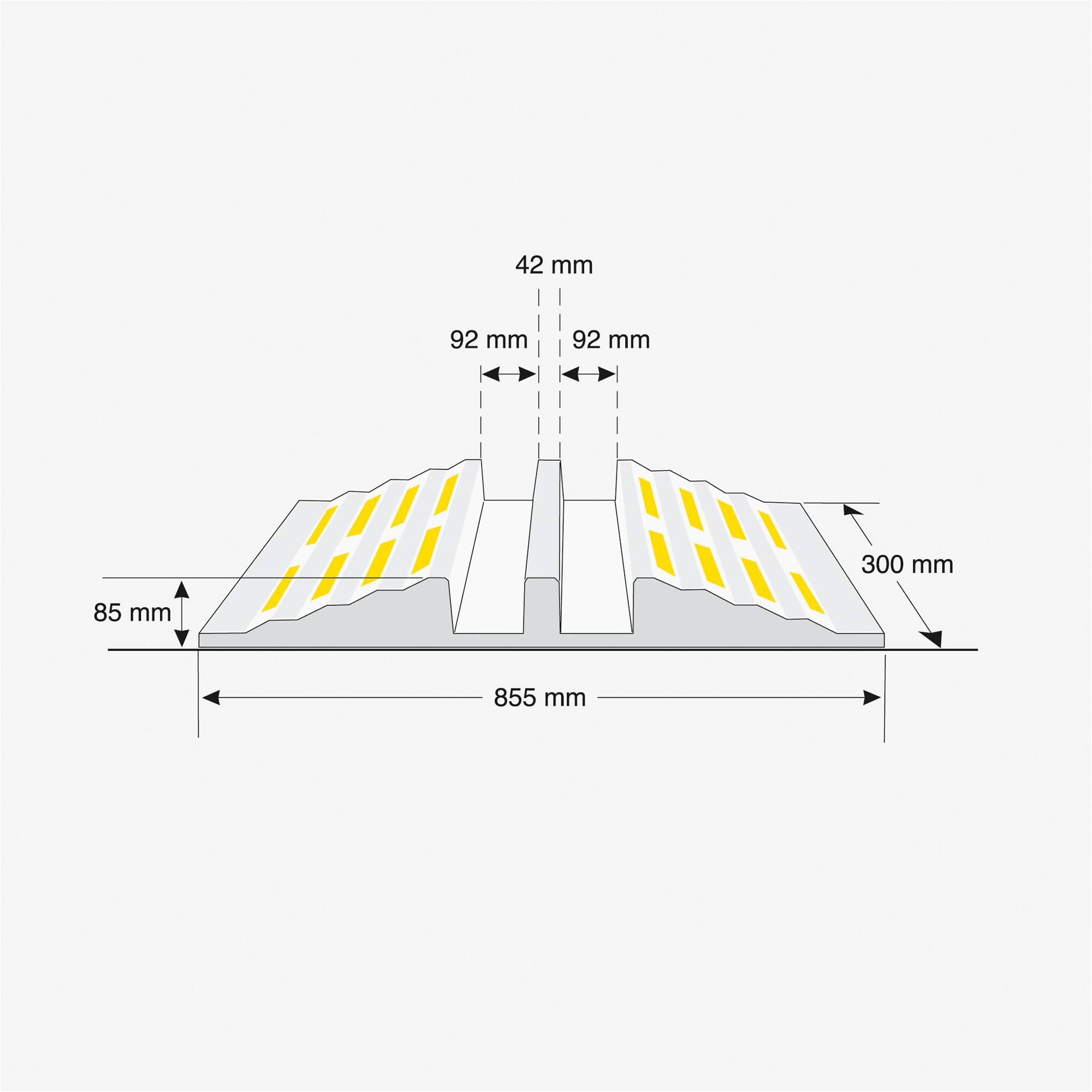 Schlauchbrücke schwarz mit gelben Reflexstreifen, Größe: 85,5x30,0x8,5 cm