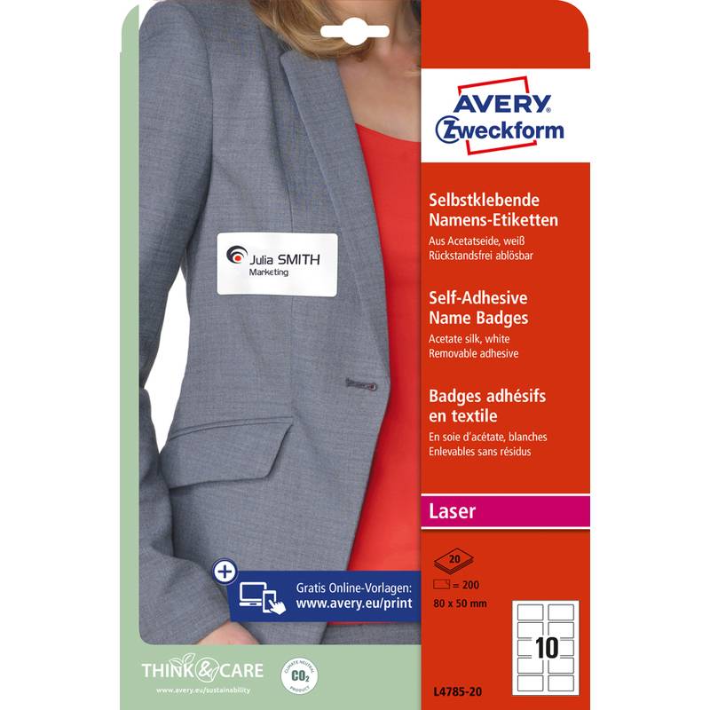 AVERY Zweckform Namensetiketten, 80 x 50 mm, weiß