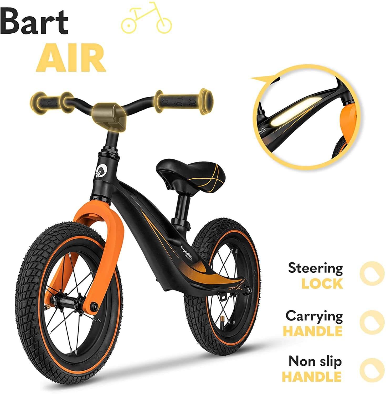 Lionelo Bart Air ultraleichtes Laufrad mit Magnesiumrahmen in schwarz ab 2Jahre bis 30kg