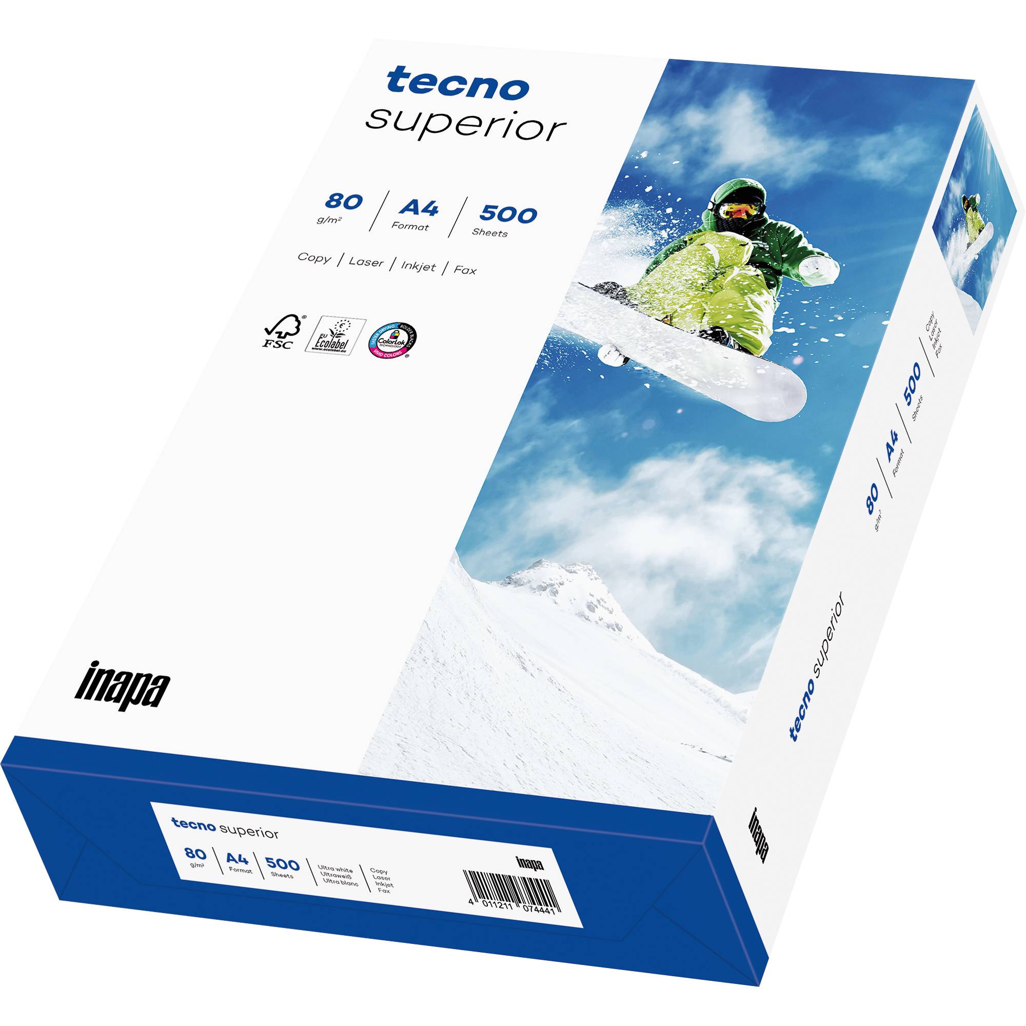 inapa tecno Kopierpapier Superior 2100011533 A4 gelocht 500 Bl./Pack.