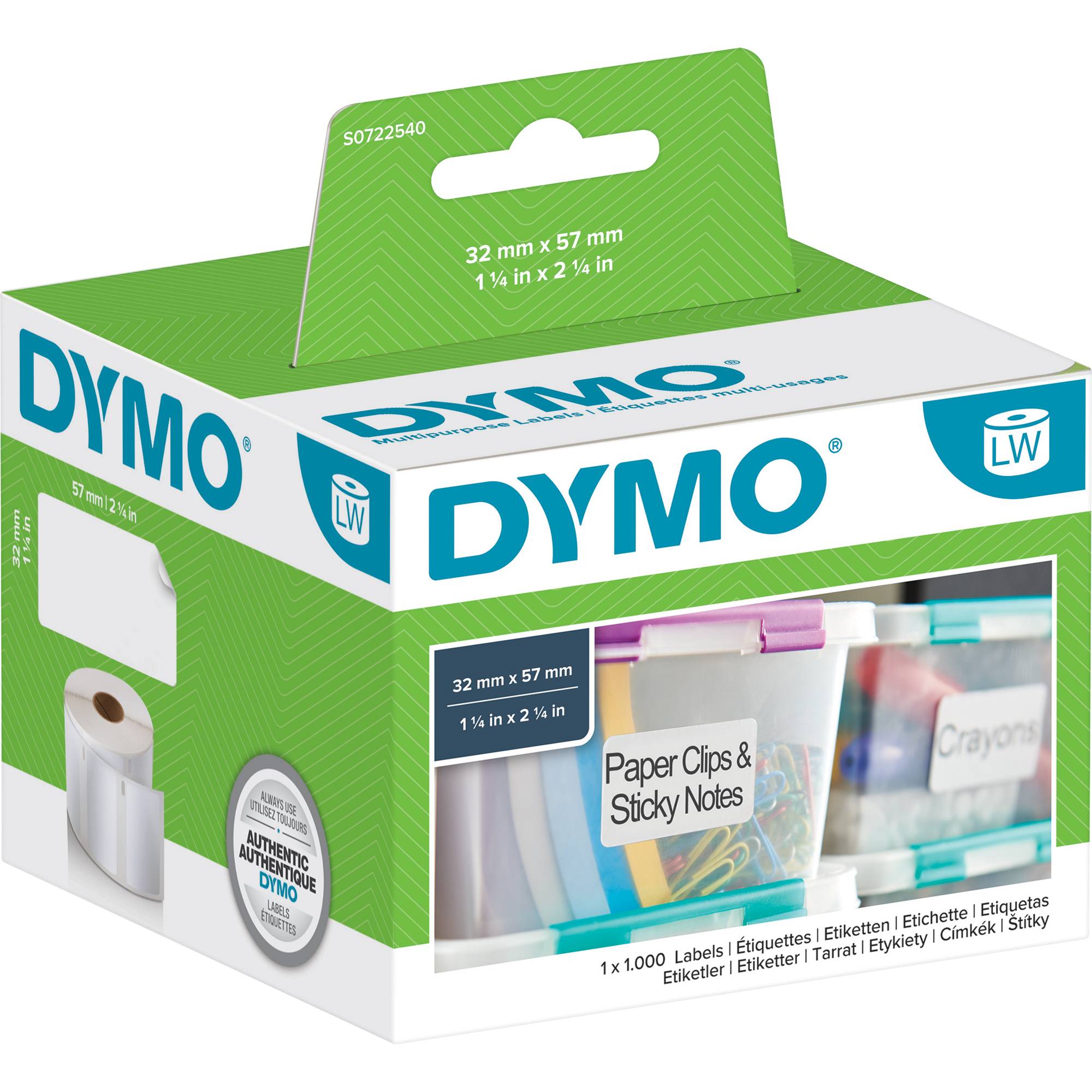 DYMO Etiketten Rolle 11354 S0722540 57 x 32 mm Papier Weiß 1000 St. Permanent haftend Universal-Etiketten