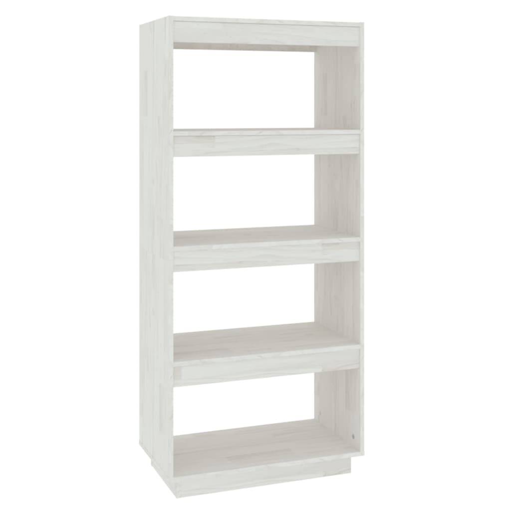 vidaXL Bücherregal/Raumteiler Weiß 60x35x135 cm Massivholz Kiefer