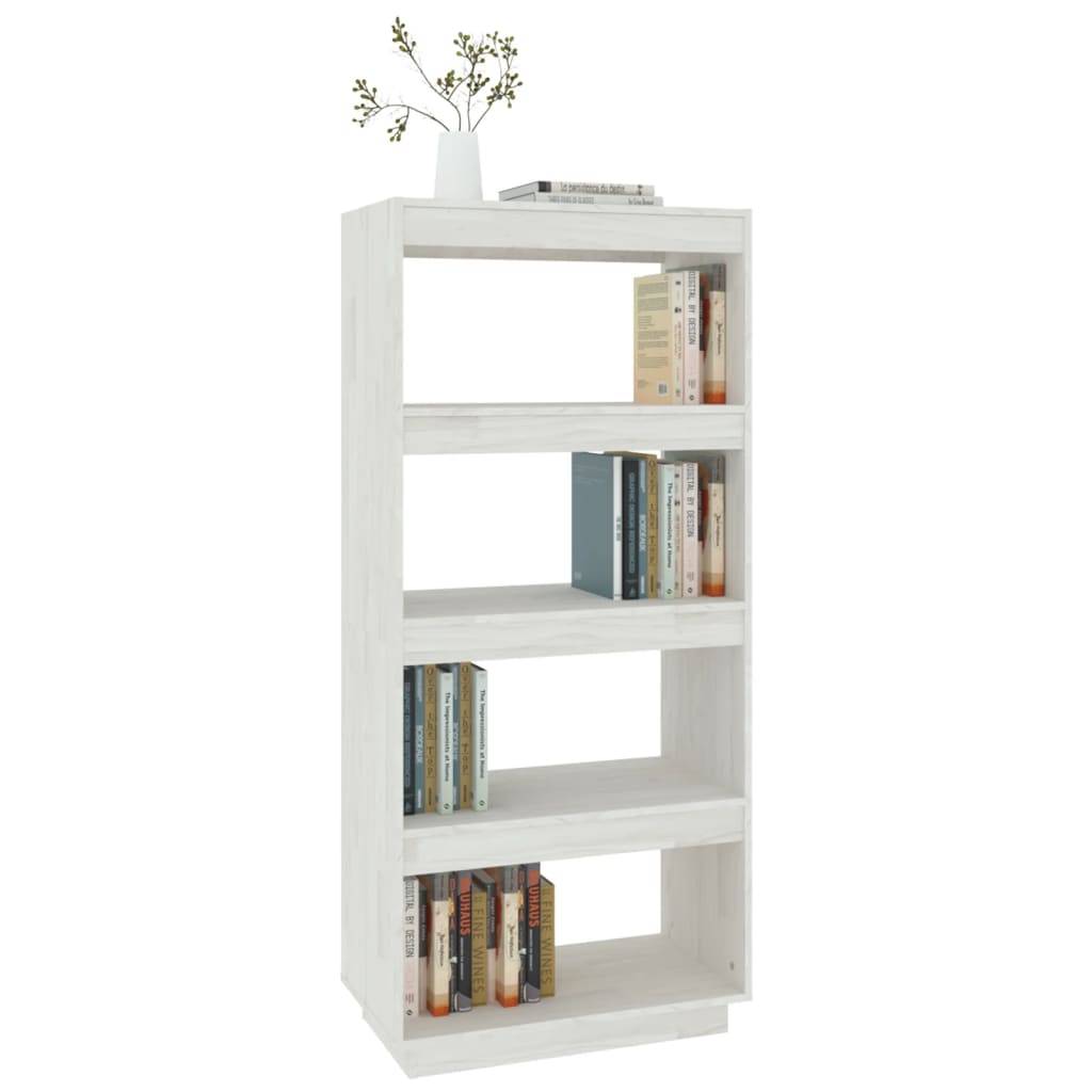 vidaXL Bücherregal/Raumteiler Weiß 60x35x135 cm Massivholz Kiefer